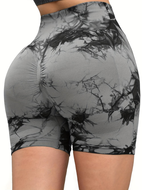3 Pack Seamless Tie-Dye & Solid Shorts - Dark Brown, Black & Tie-Dye