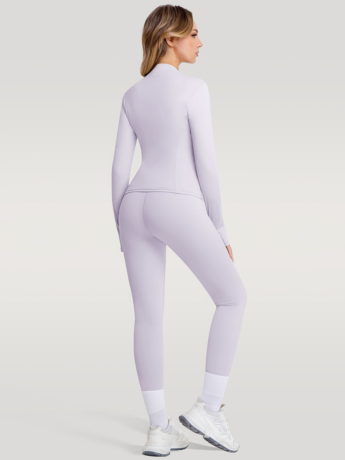 Figure Hugging Jacket & Pants Set - Purple