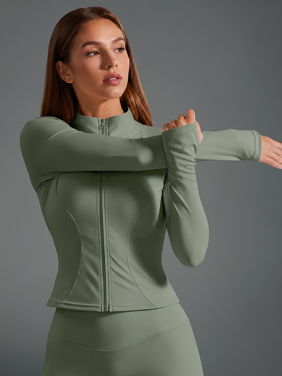 Quick Dry Long Sleeve Sports Jacket - Green