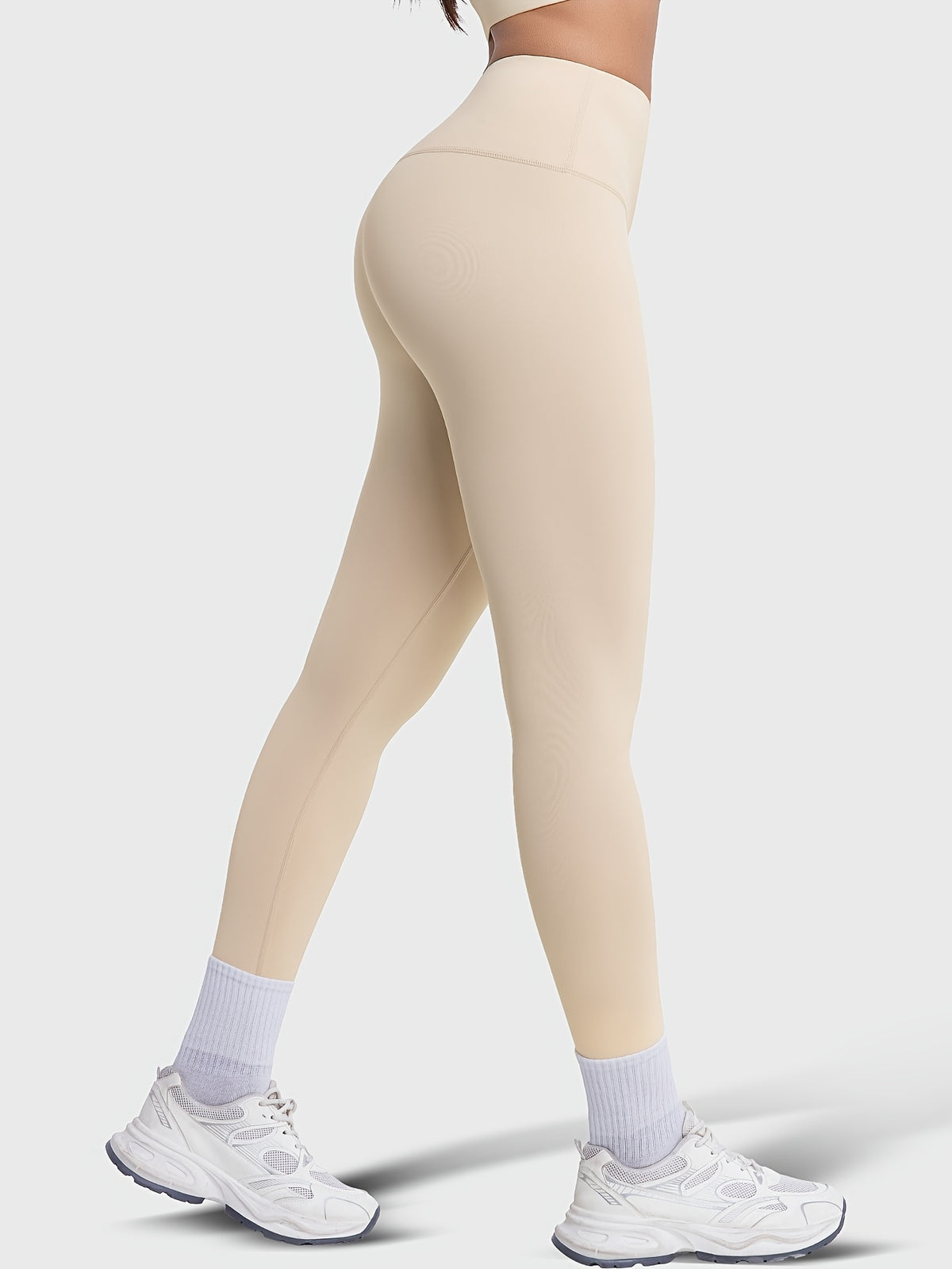 Crew Neck Tee & Leggings Set - Beige
