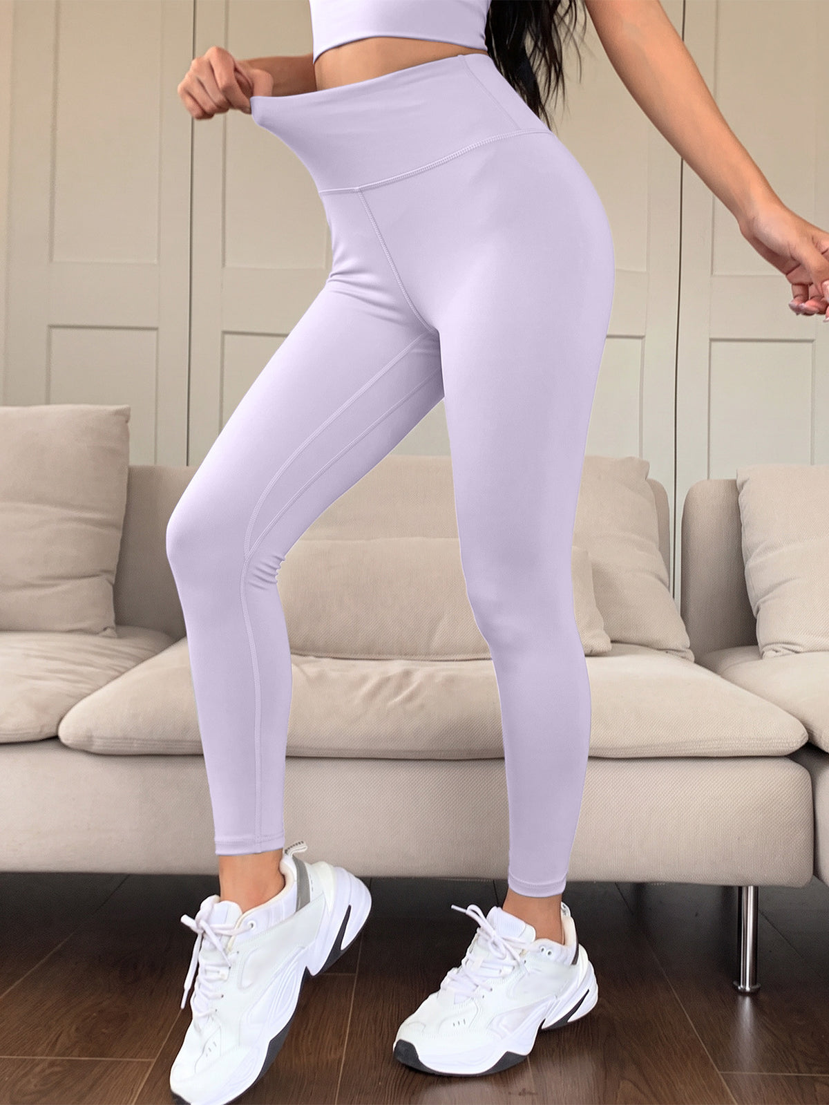 High Stretch Tummy Control Yoga Leggings - Light Purple