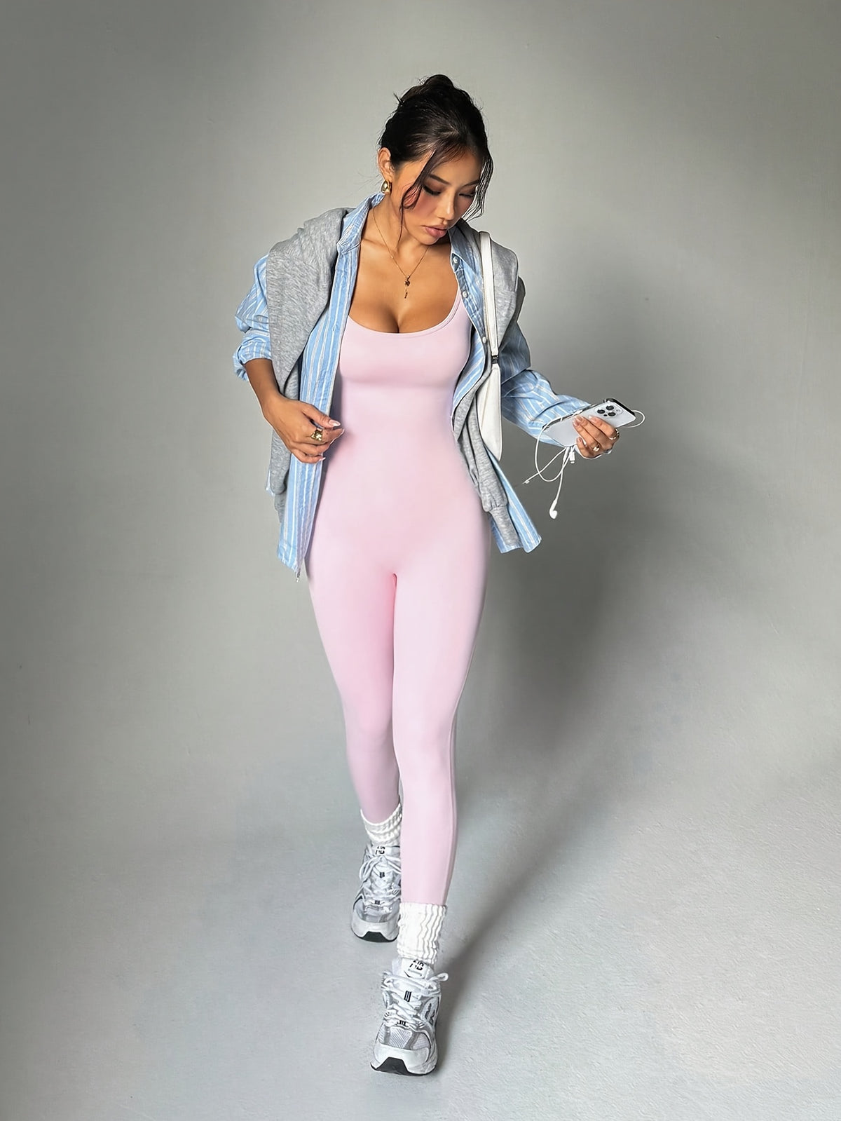 Open Back Full Length Bodysuit - Pink Red