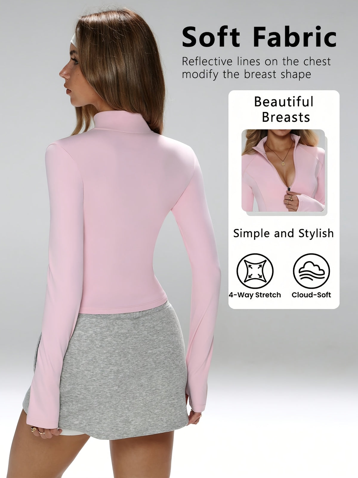 Cropped Stand Collar Zip Jacket - Hot Pink
