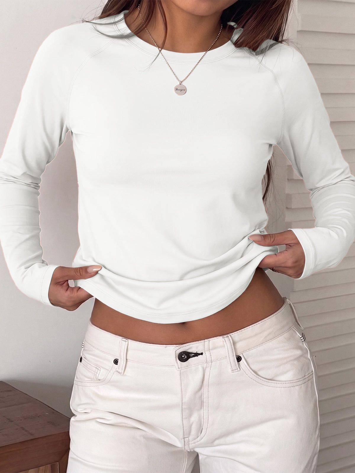Mesh Back Panel Fitness Tee - White
