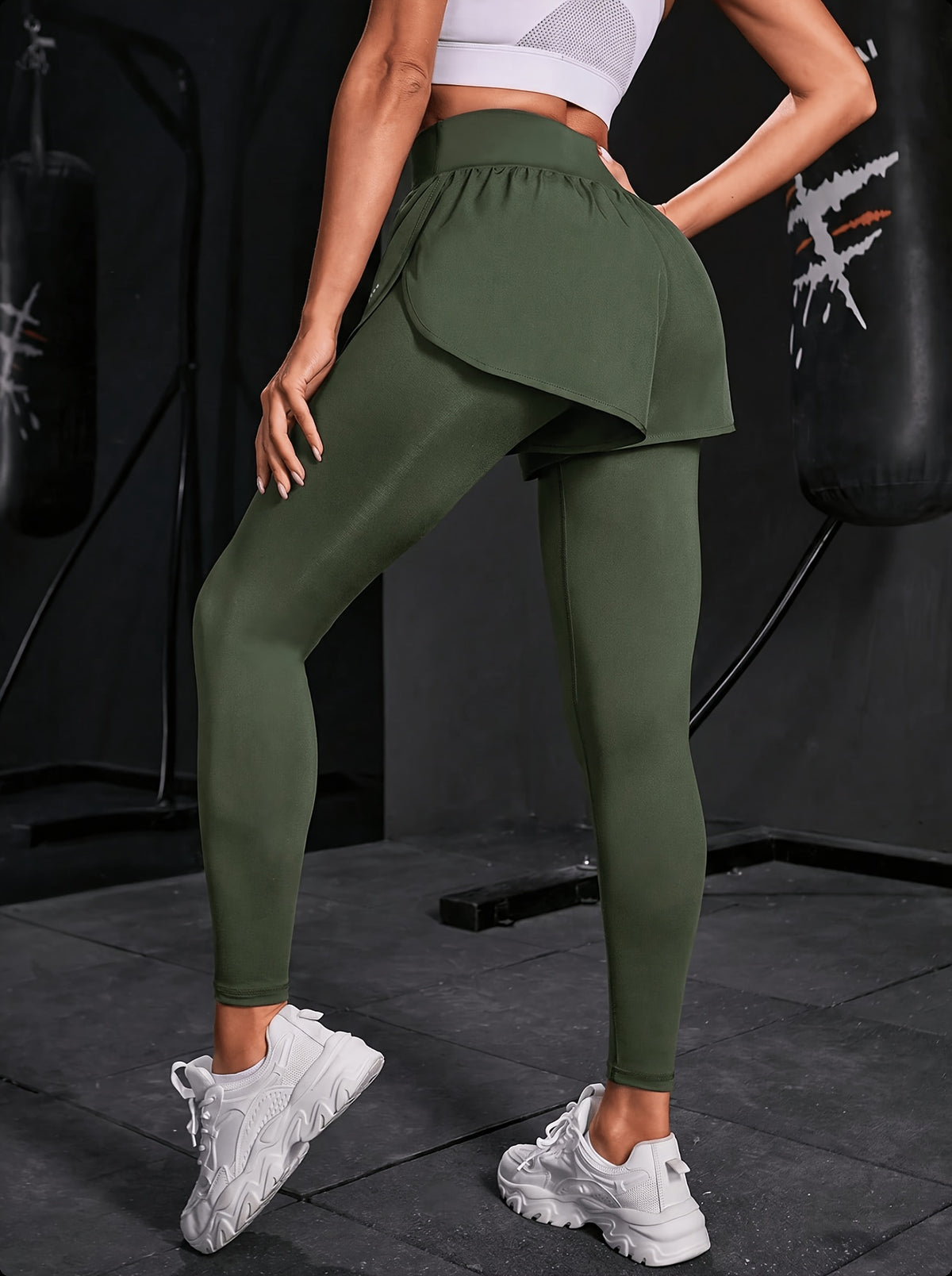2-in-1 Glitter Polka Dot Sport Pants - Fern Green