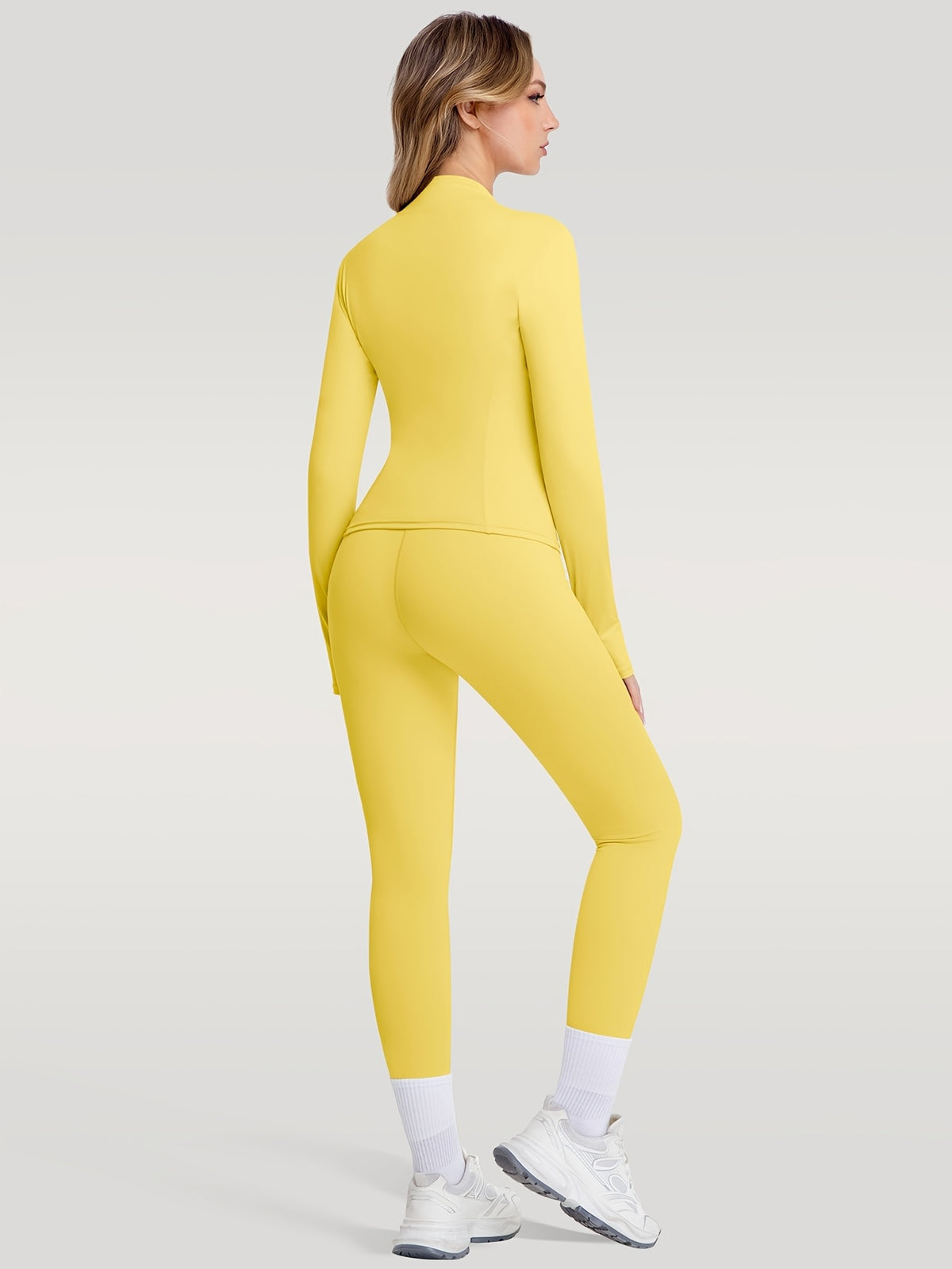 Figure Hugging Jacket & Pants Set - Yellow