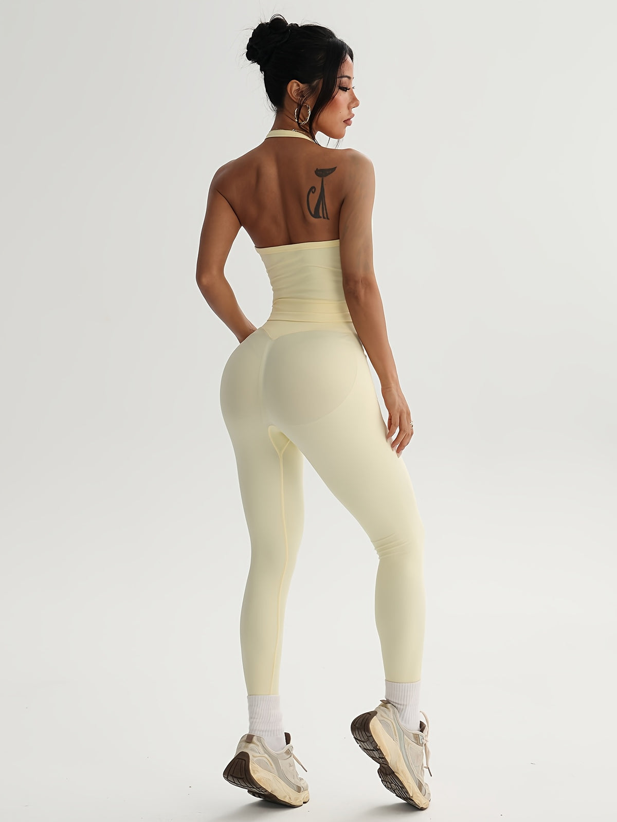 V Neck Halter Tank & Leggings Set