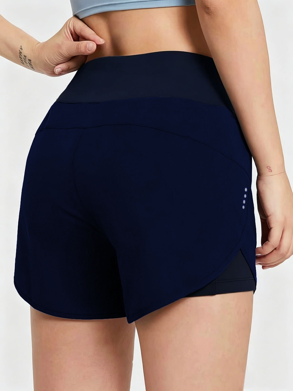 Pocket Anti-Sheer High Waist Running Shorts - Purplish Blue