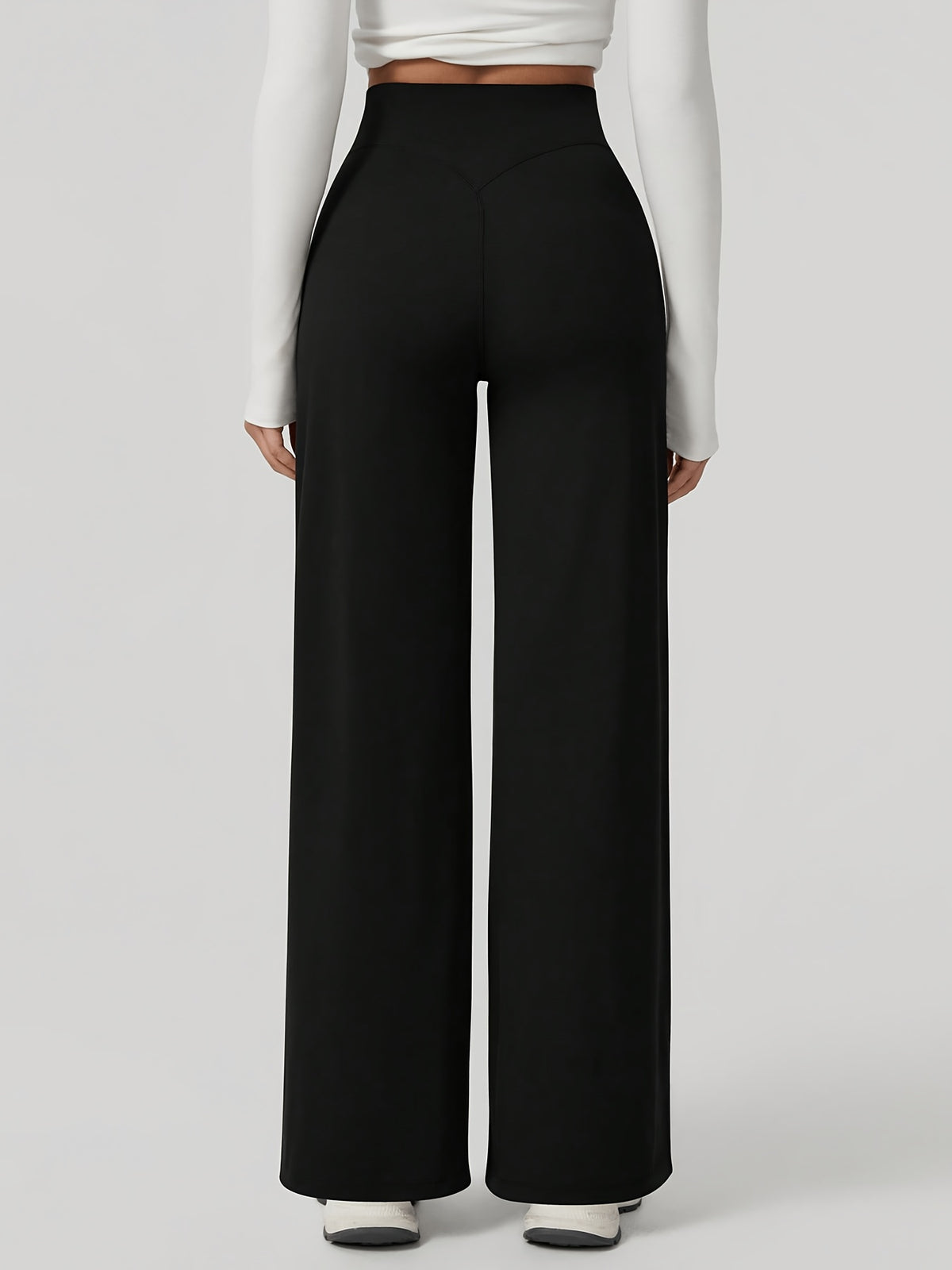 High Waist Wide Leg Yoga Pants - Black
