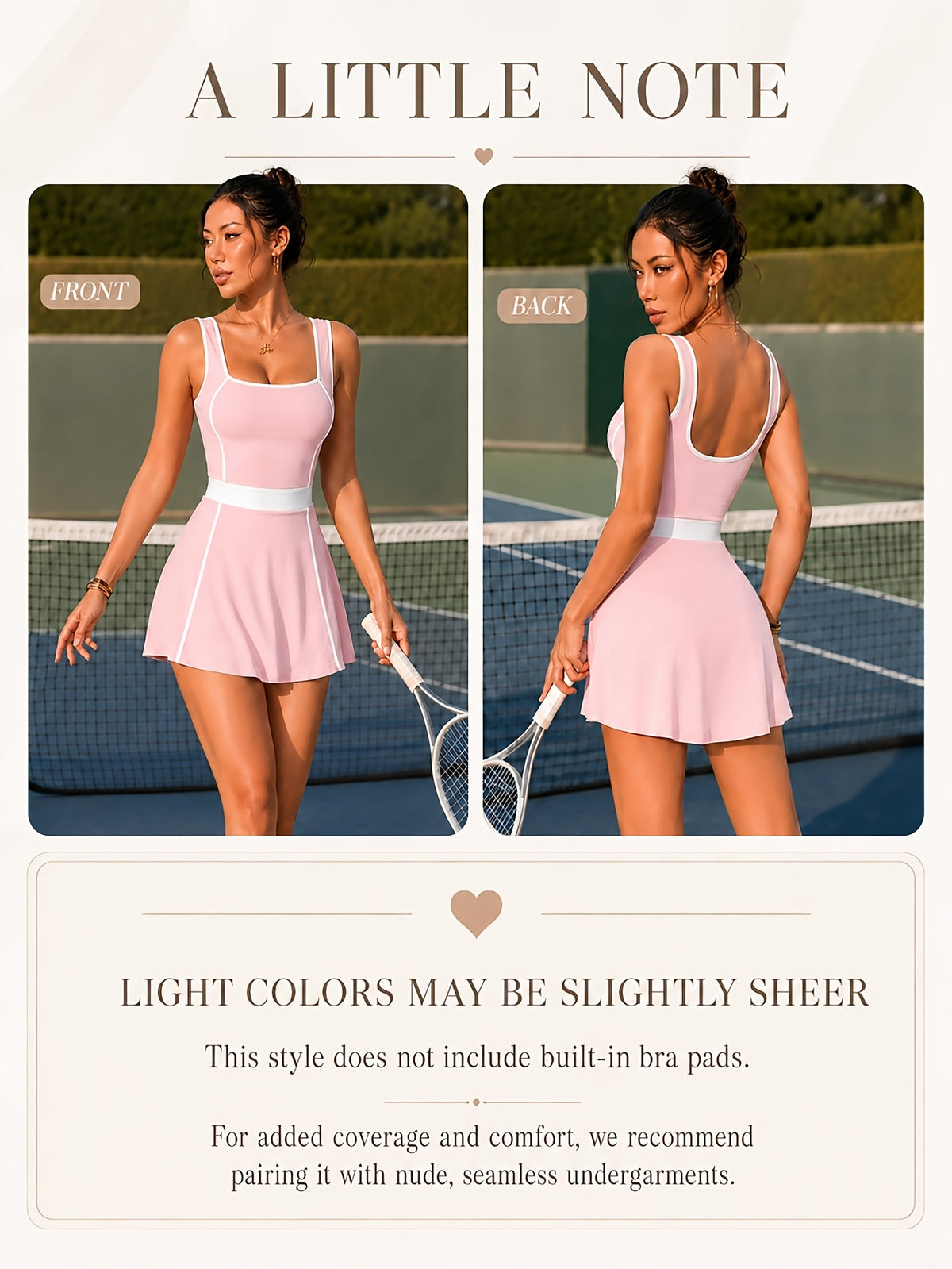 Square Neck Tennis Dress - Pink