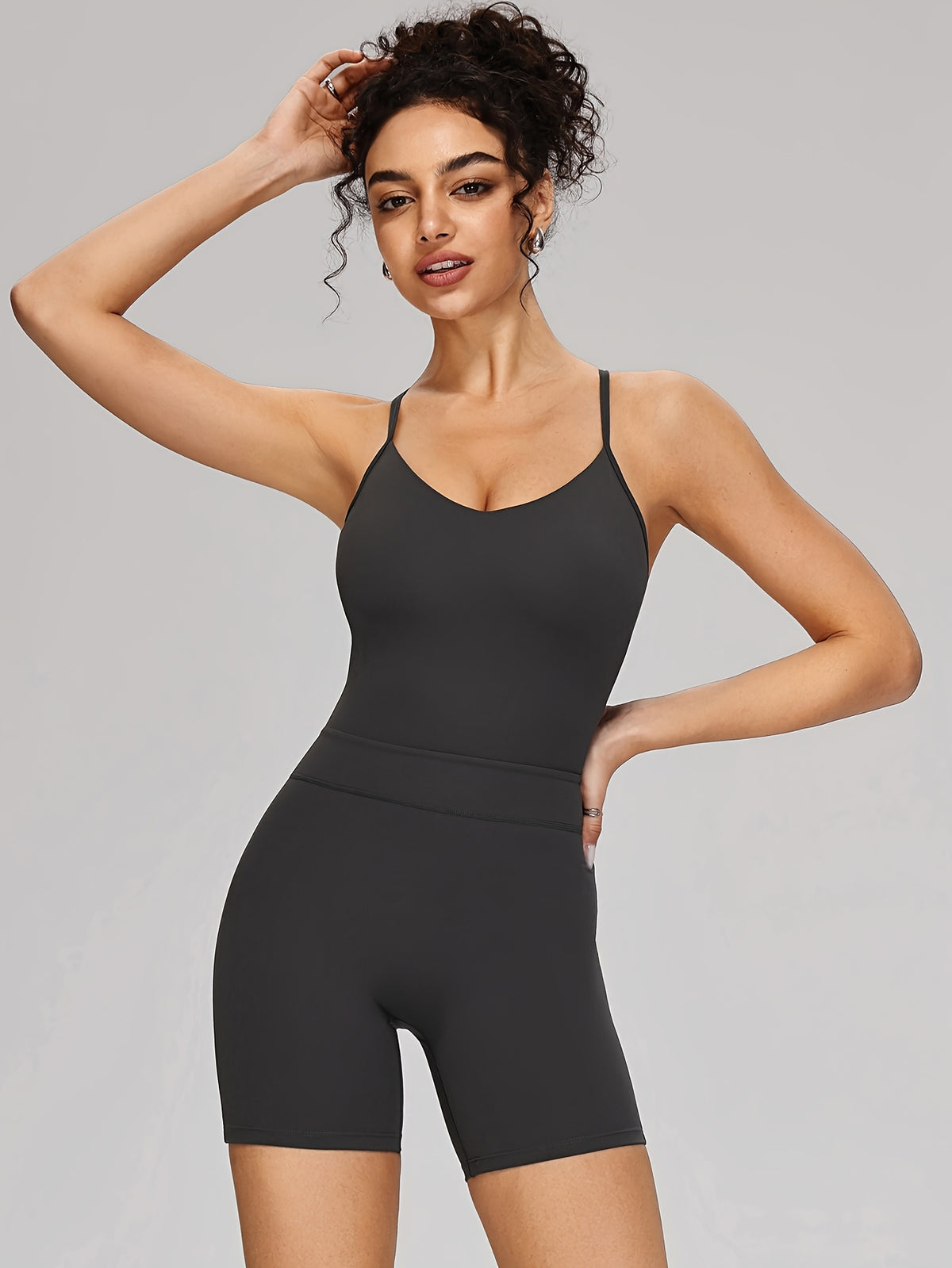 Backless Strappy Sculpt Jumpsuit - Graphite