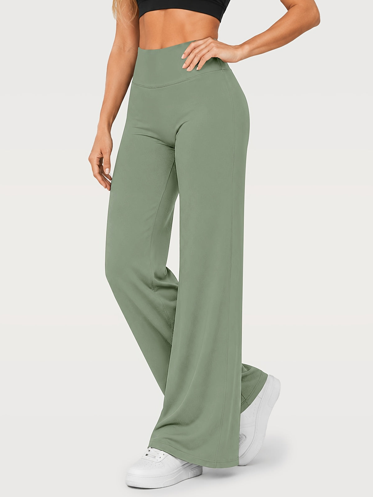 Stretch Straight Leg Yoga Pants - Sage Green