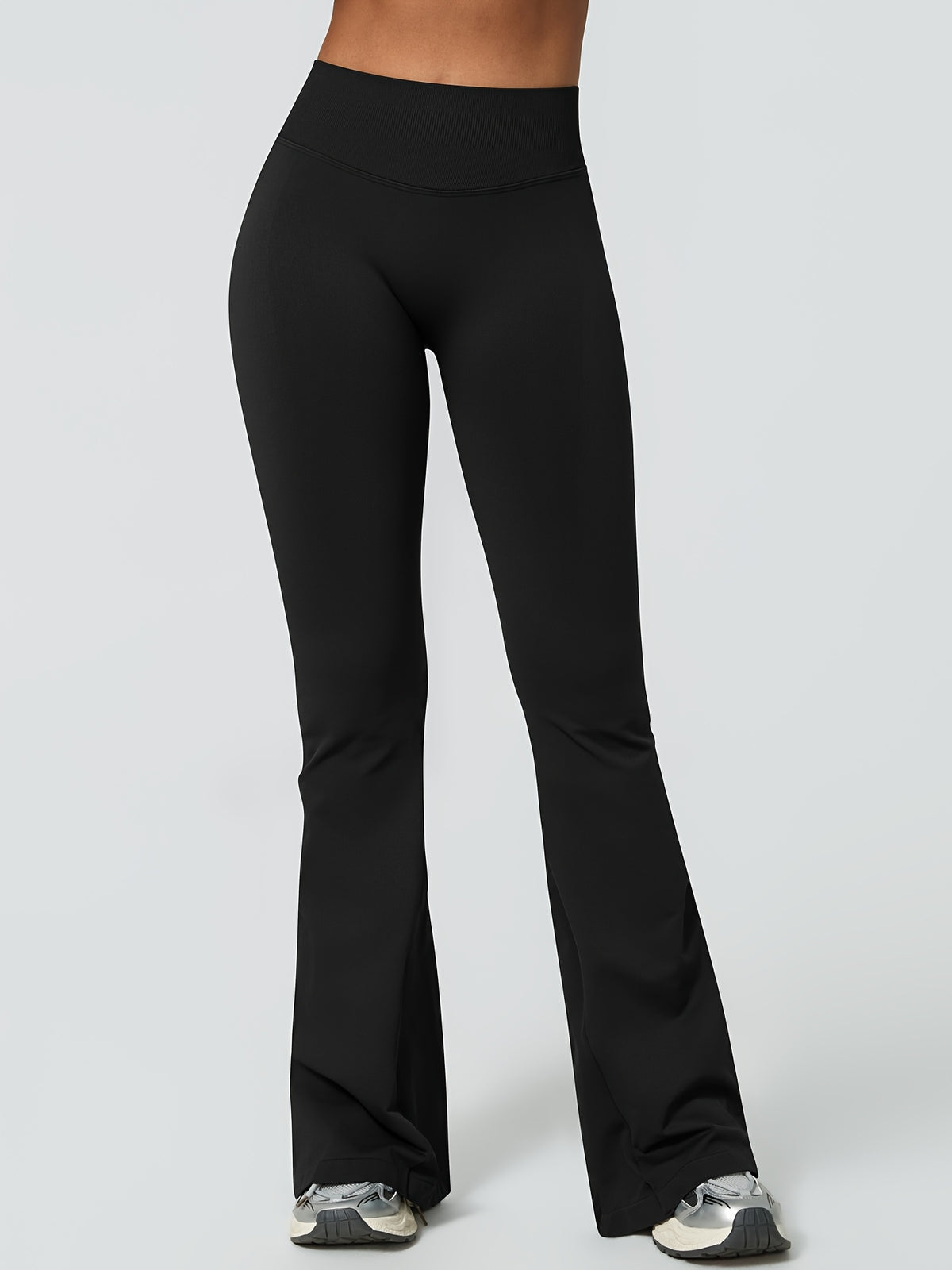 High Waist Lifting Flare Leggings - Black