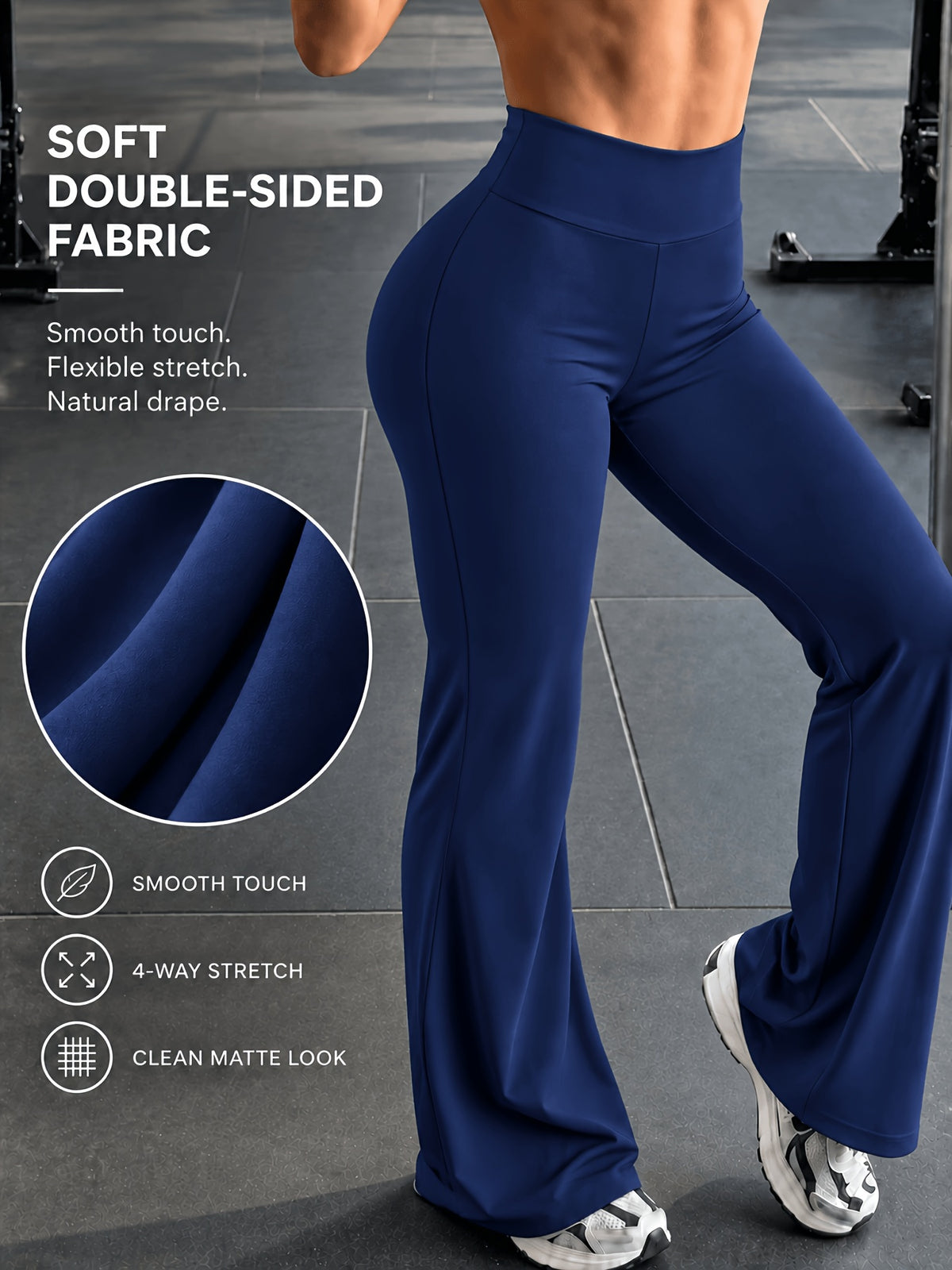 High Stretch Wide Leg Tummy Pants - Navy
