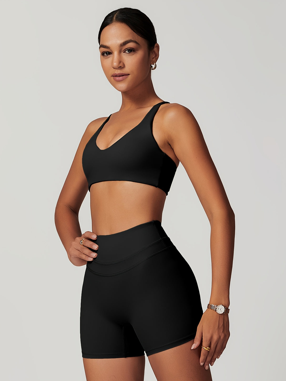 Sculpt Cross Back Two-Piece Set - Black