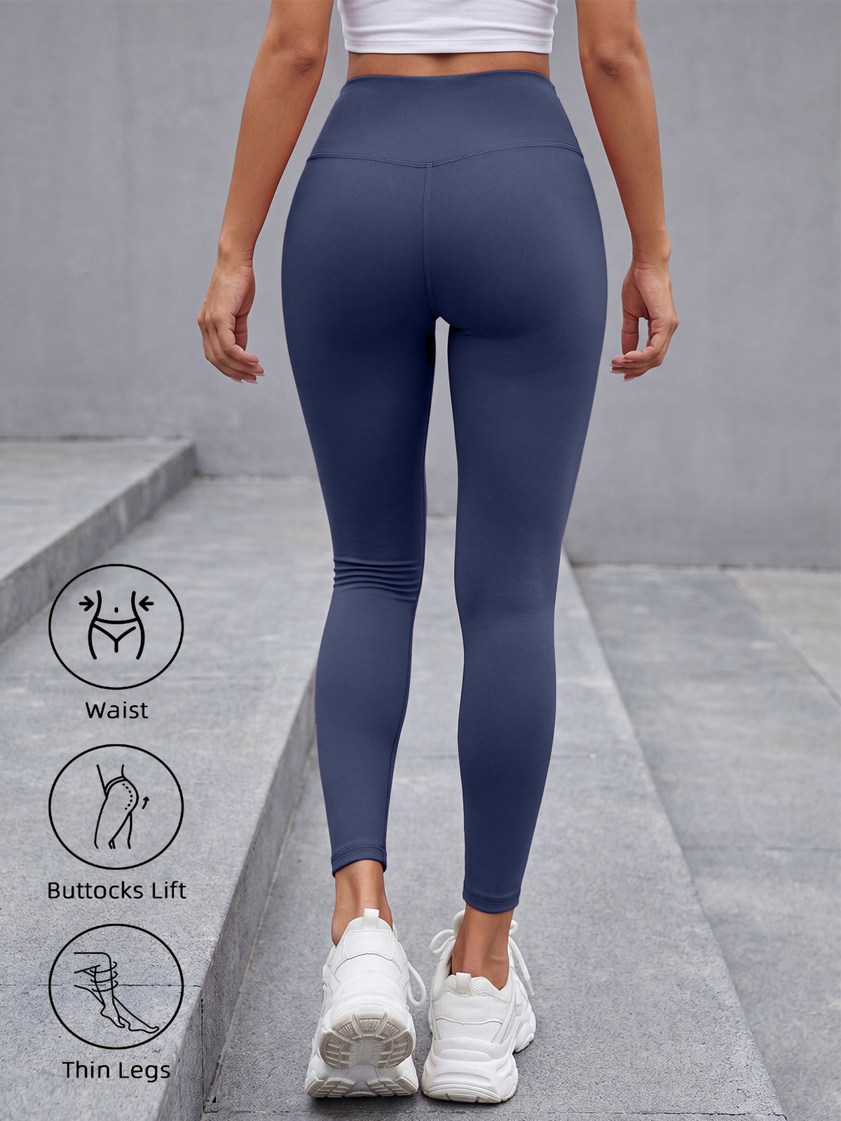 Fleece Lined Tummy Control Leggings - Navy