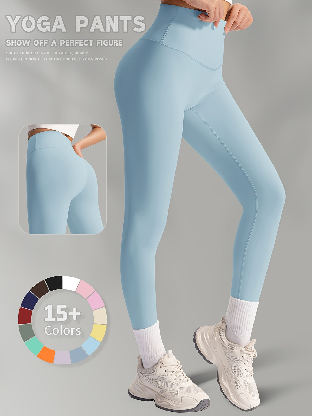 Buttery Soft High Waist Leggings - Light Blue