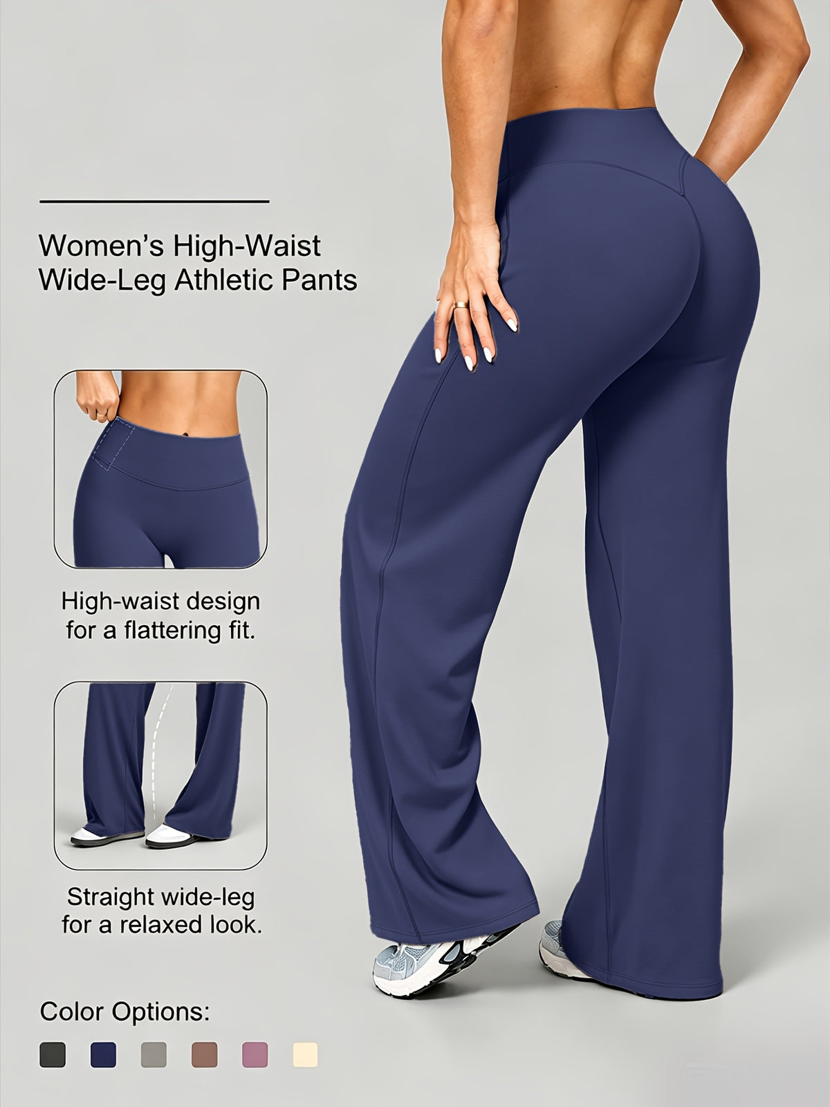Commuter High Waist Wide Leg Pants - Badge Blue