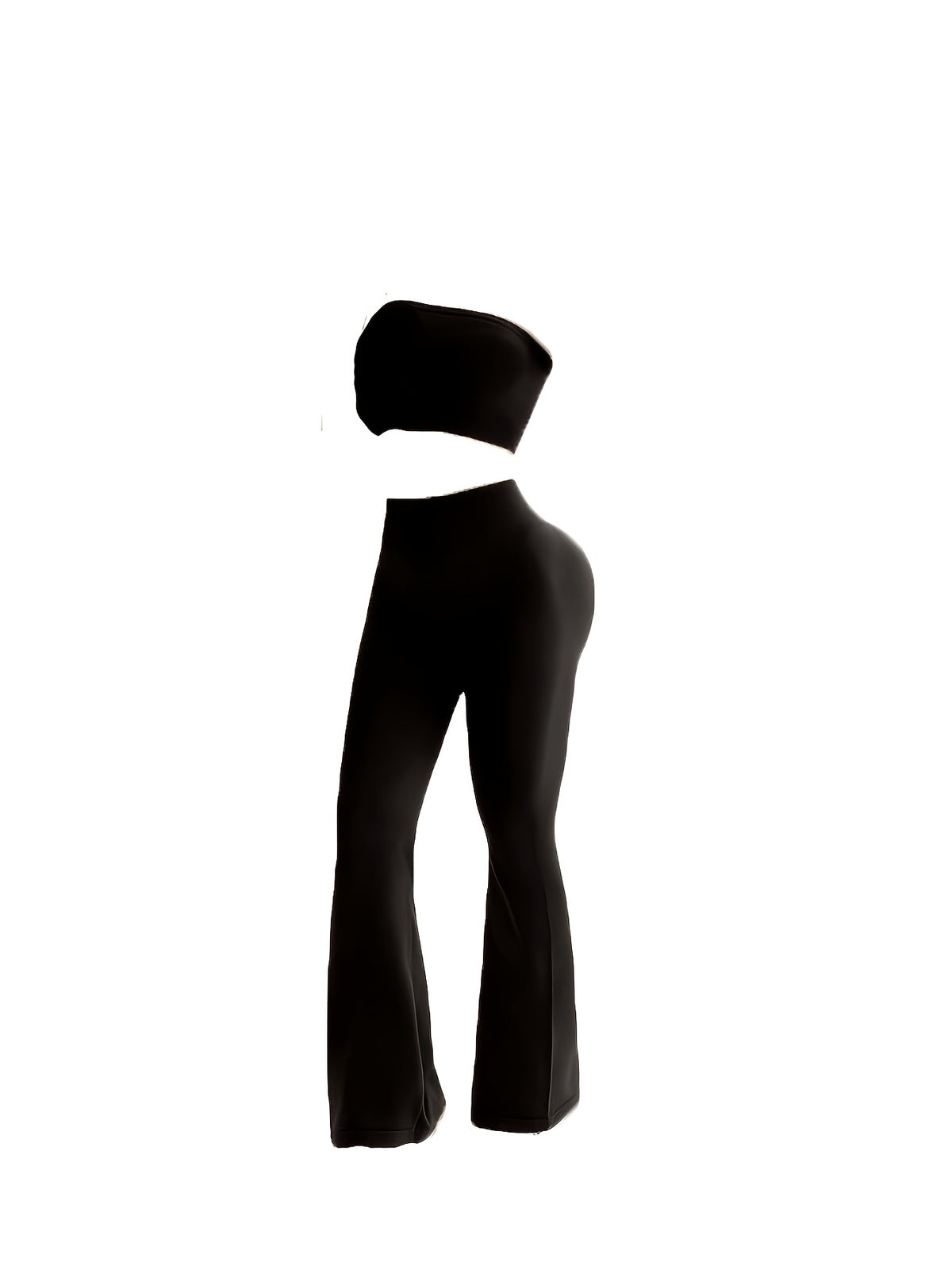 Tummy Control Tank & Flare Pants Set - Black