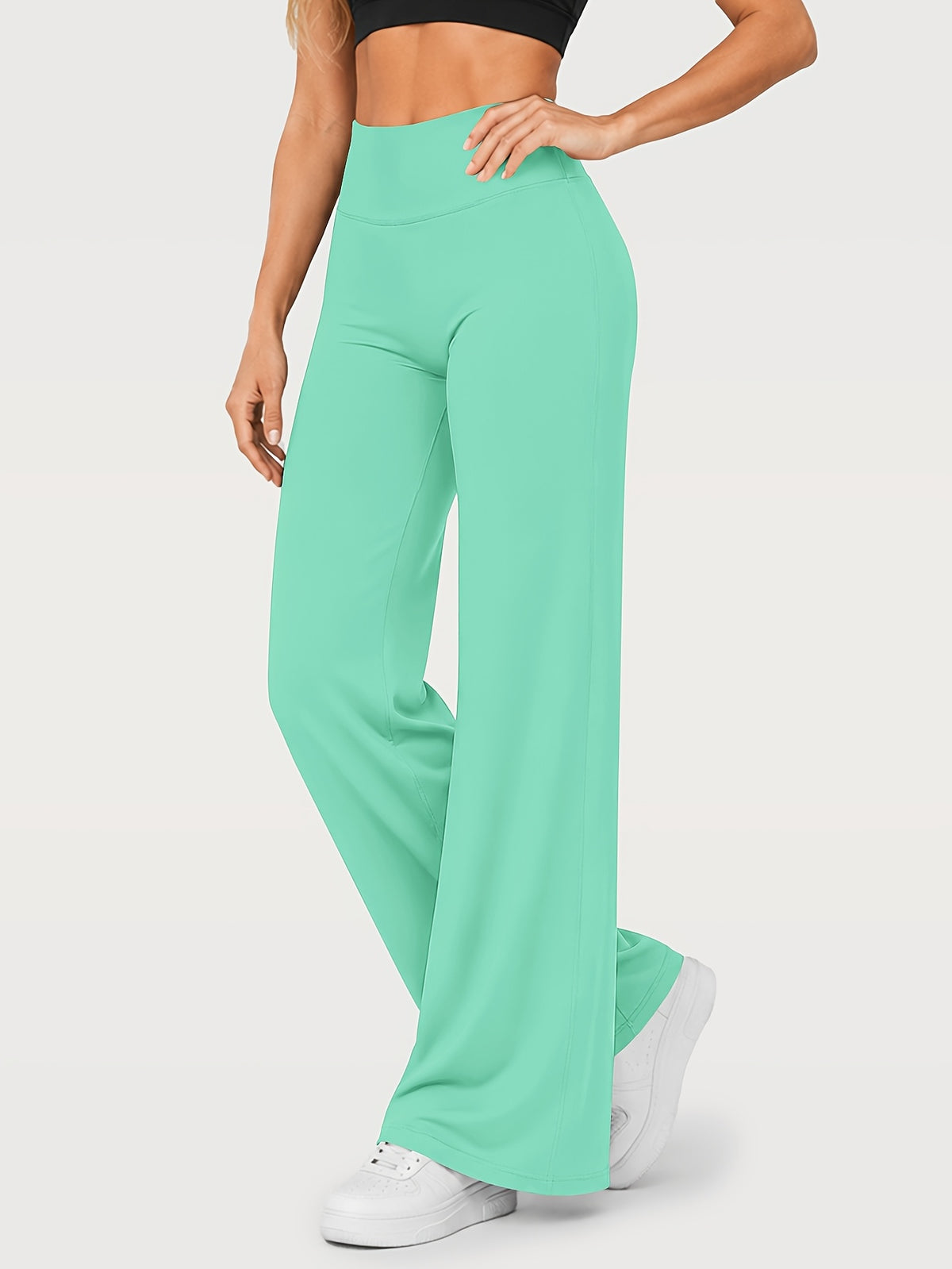 Stretch Straight Leg Yoga Pants - Mint Green