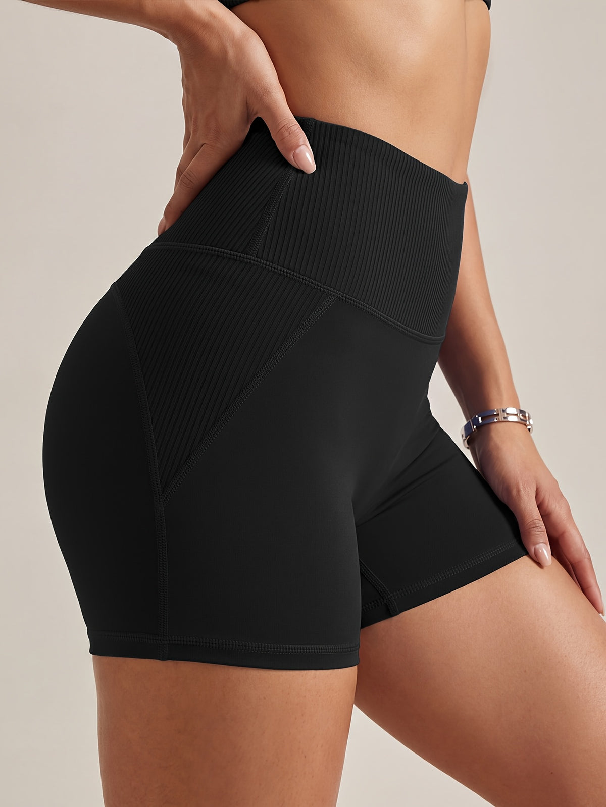 High Waist Lifting Athletic Shorts - Black