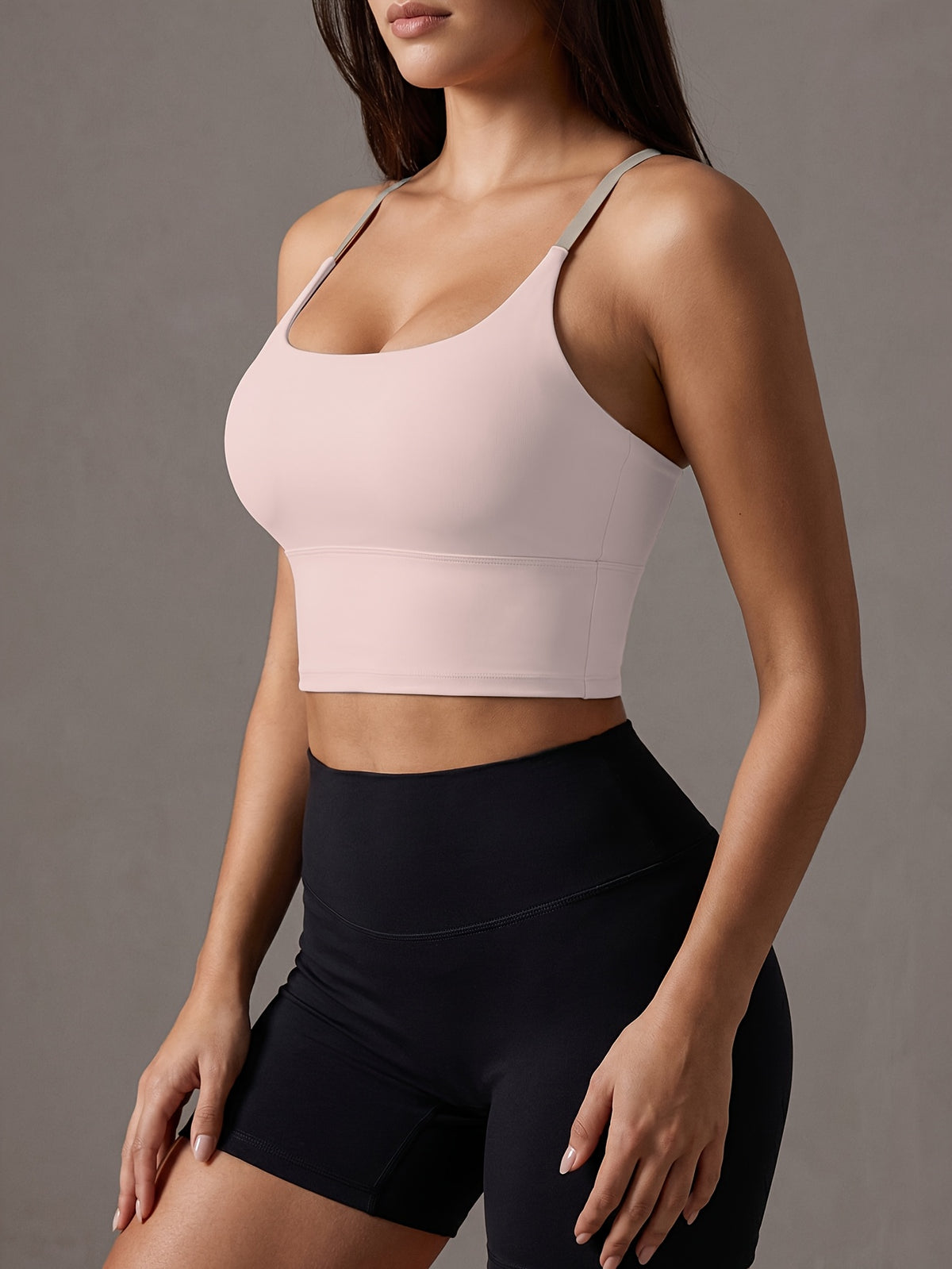 Color Block Padded Yoga Cami - Pink