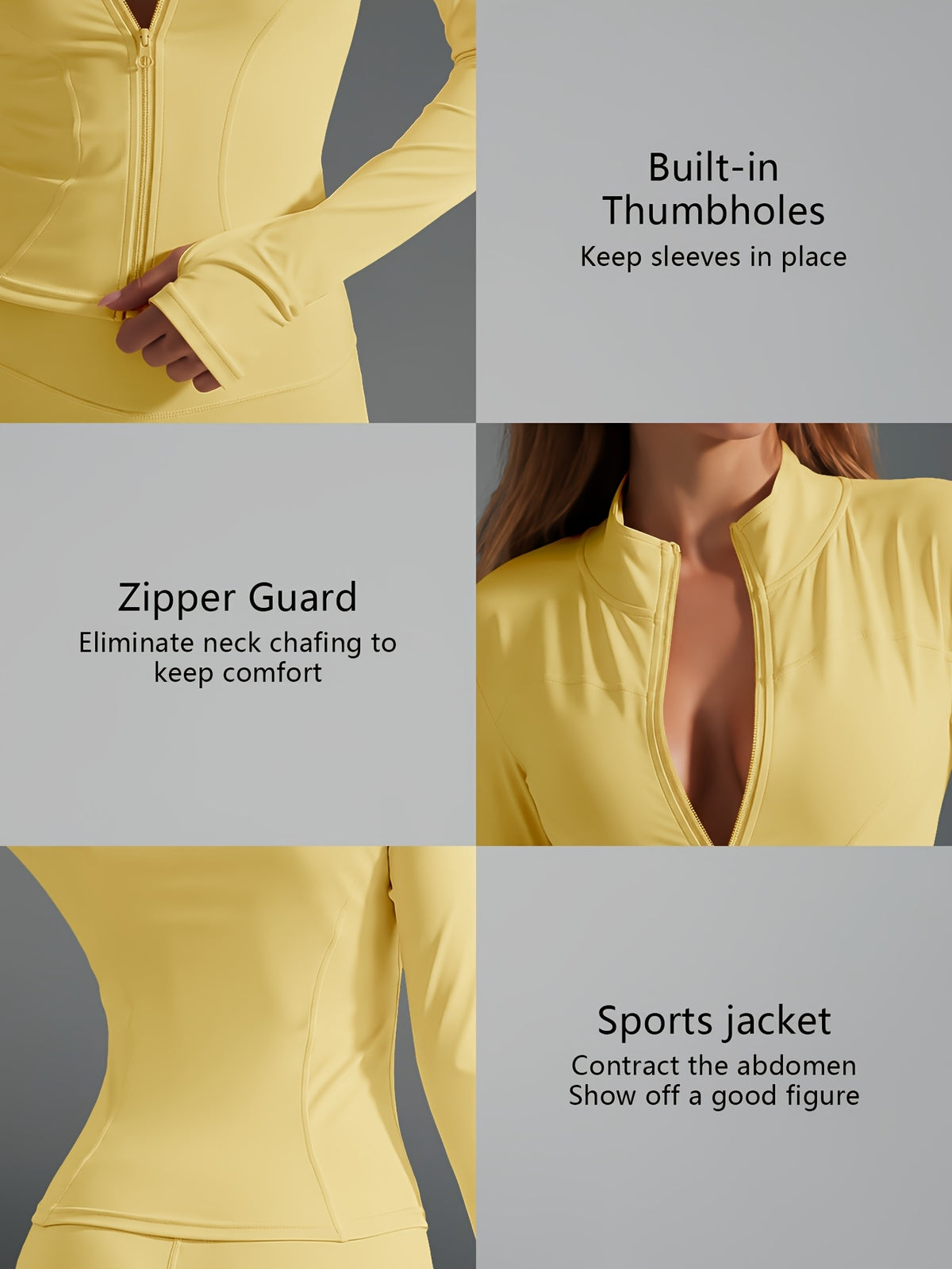 Quick Dry Long Sleeve Sports Jacket - Yellow
