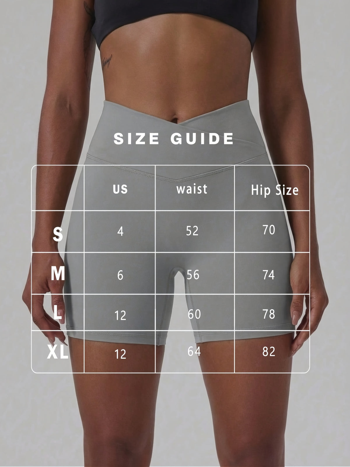 V Waist Biker Shorts - Light Grey