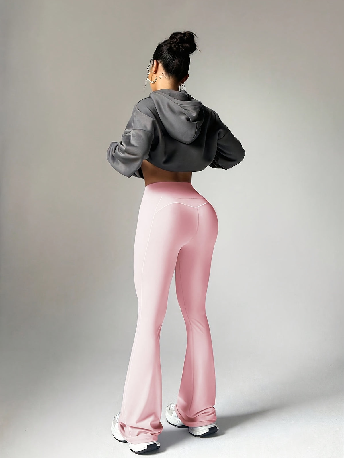Contour Seam Flare Pants - Pink