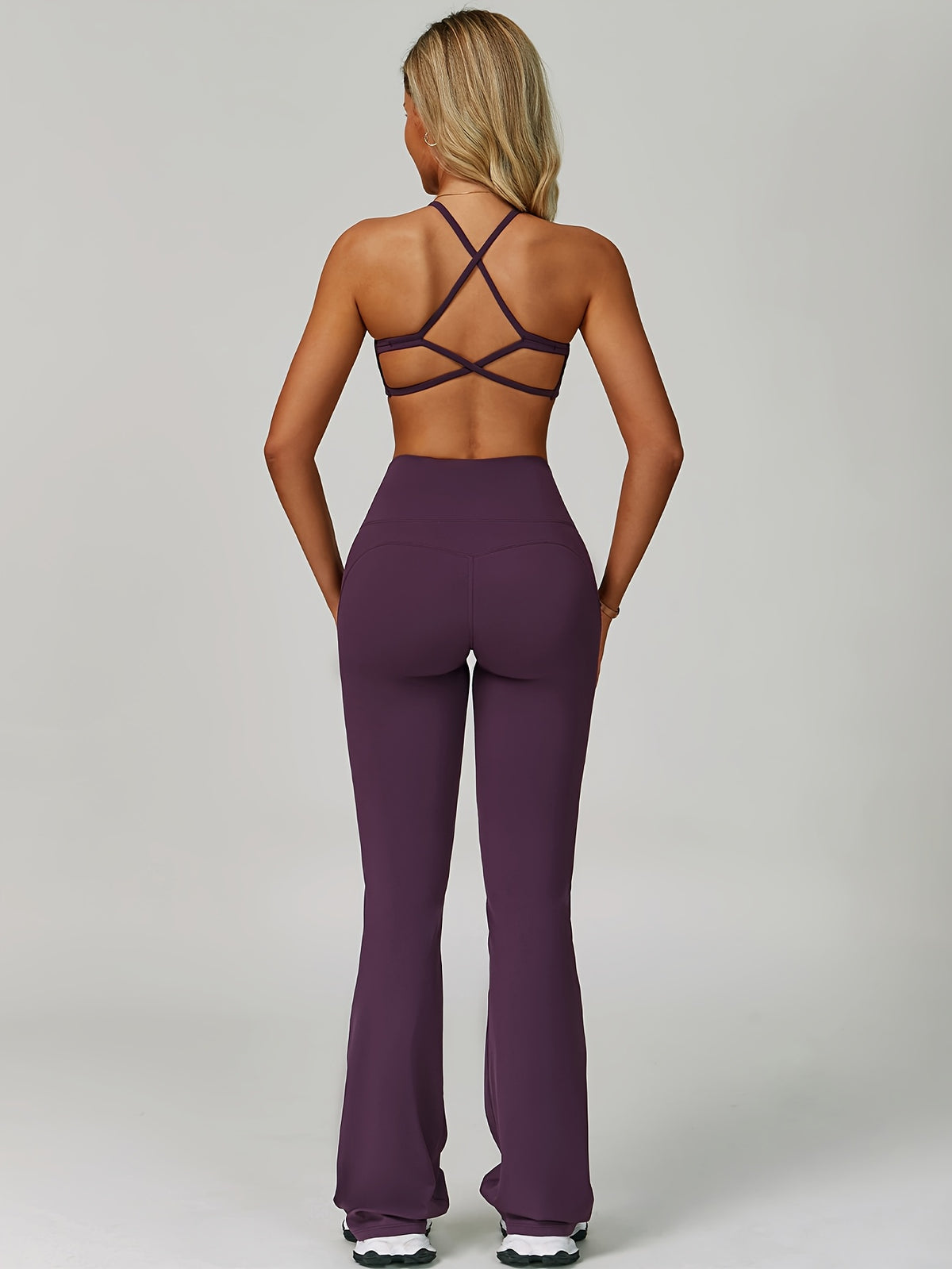 Openwork Cross Vest & Pants Set - Deep Purple