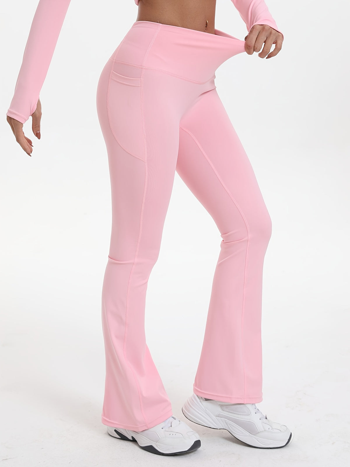 Shaping High Waist Flare Pants - Pink