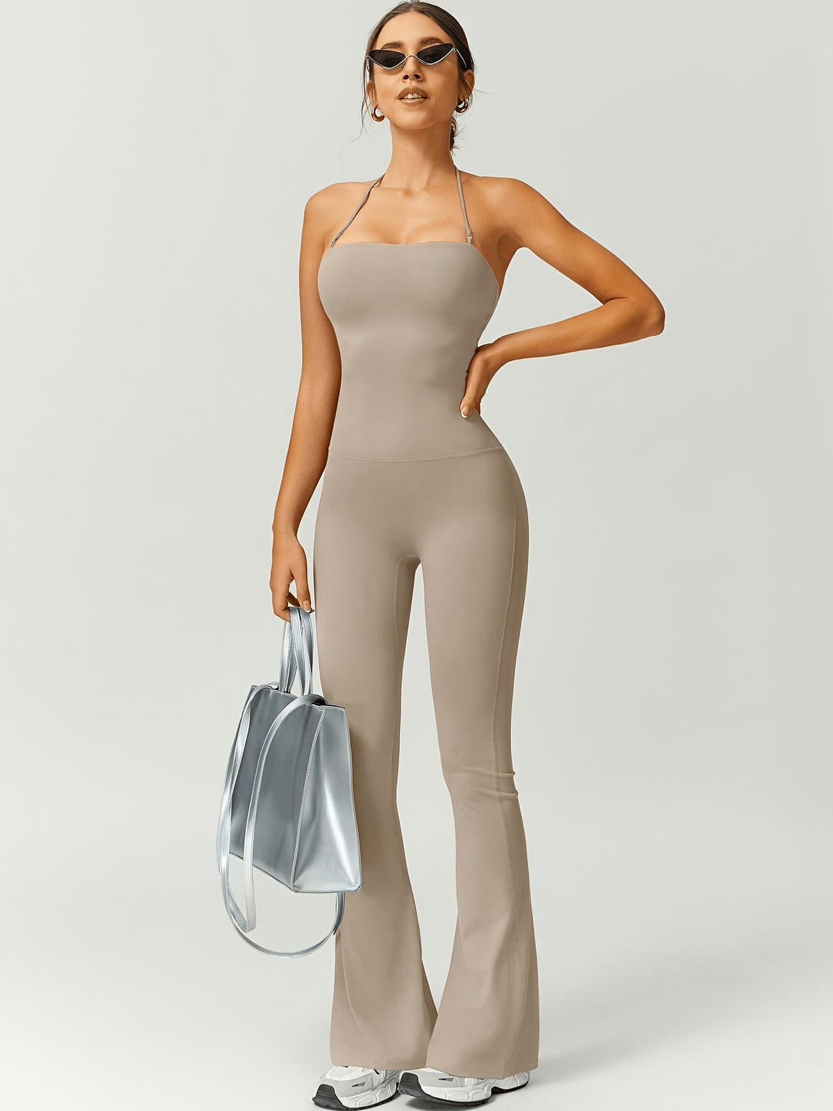 Strapless Flare Jumpsuit - Khaki