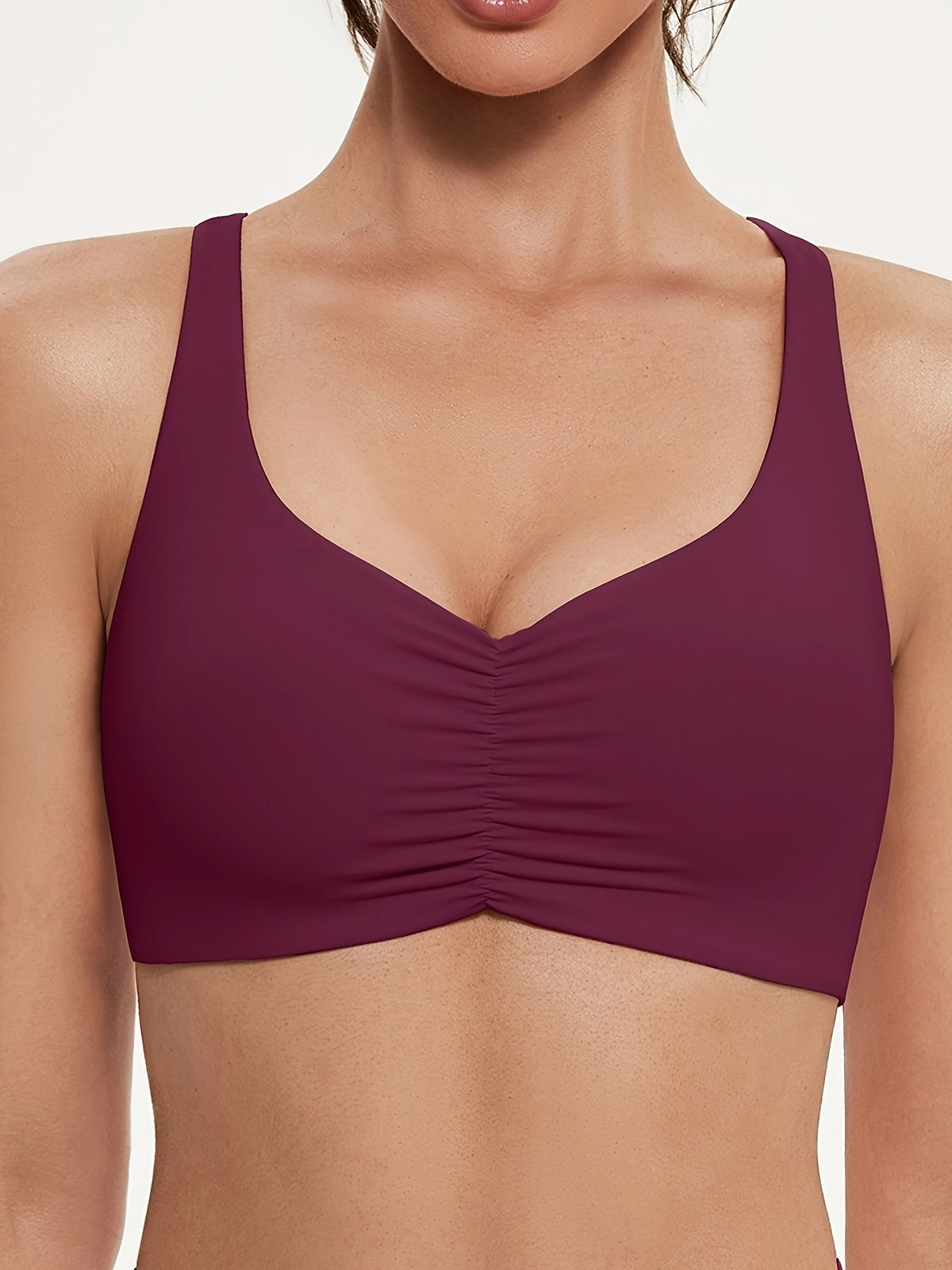 Padded Cross Back Crop Sports Bra - Rouge