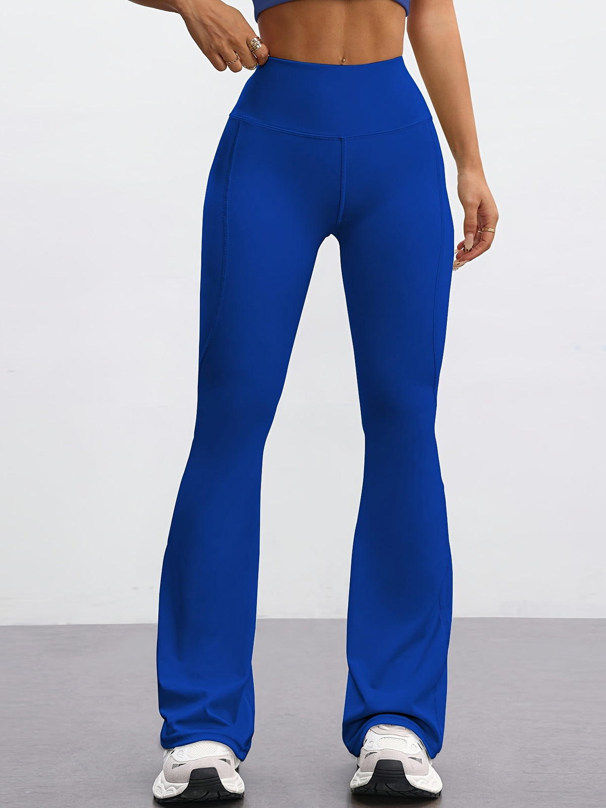 High Waist Flare Pants - Royal Blue