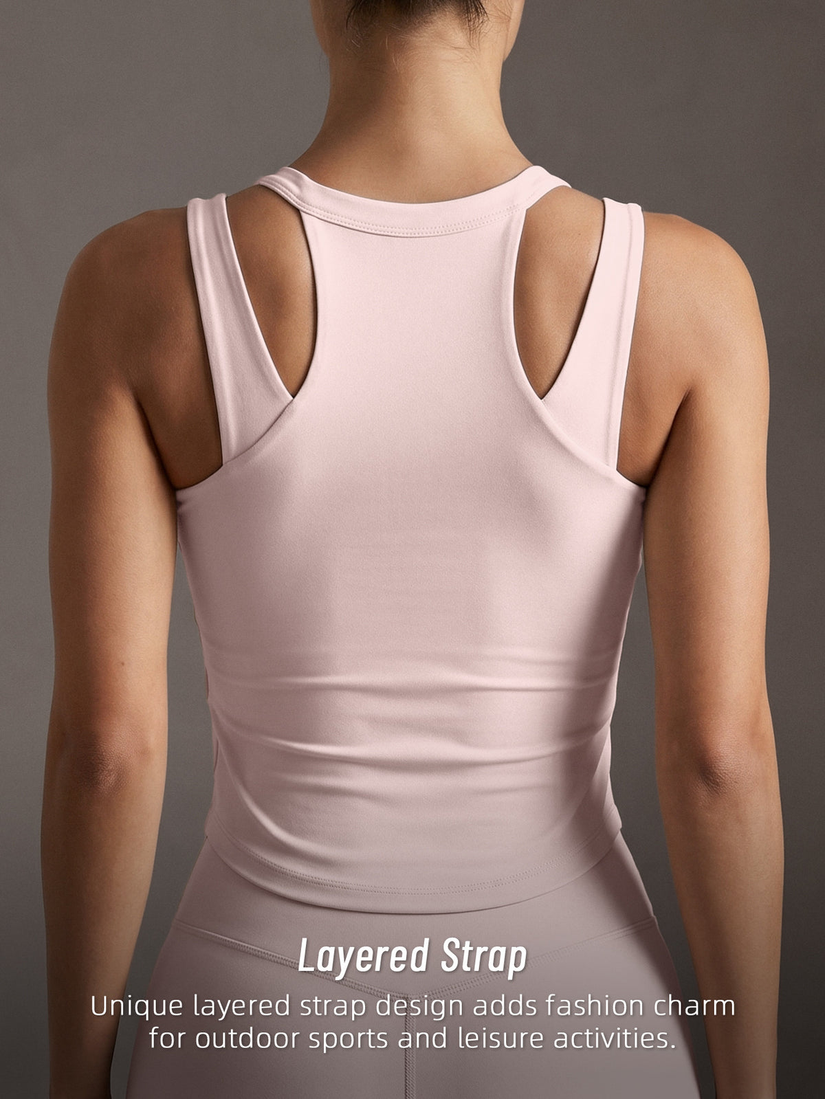 Letter Print Backless Padded Tank Top - Pale Pinkish Gray