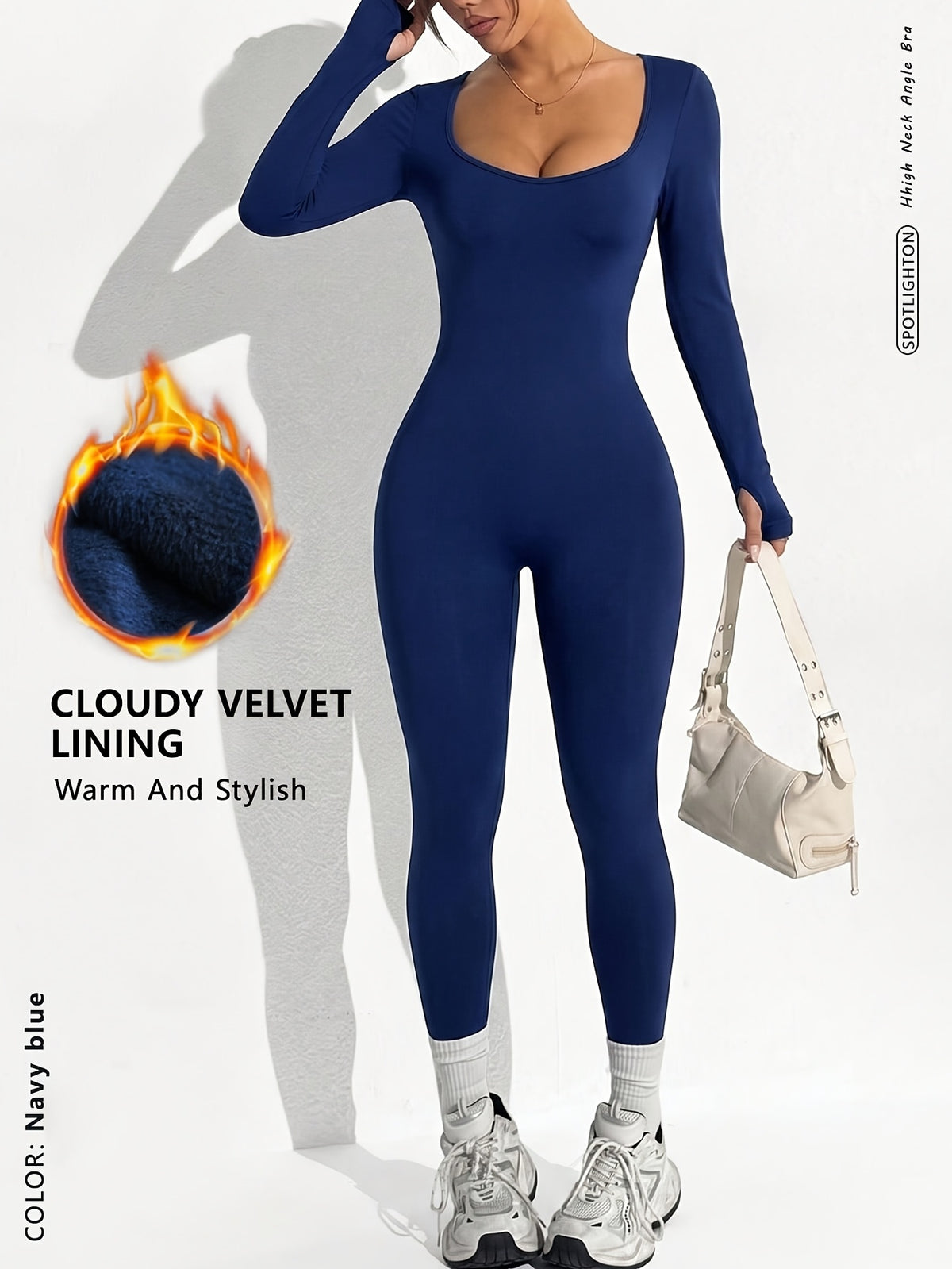 Brushed Fleece Long Sleeve Bodysuit - Blue