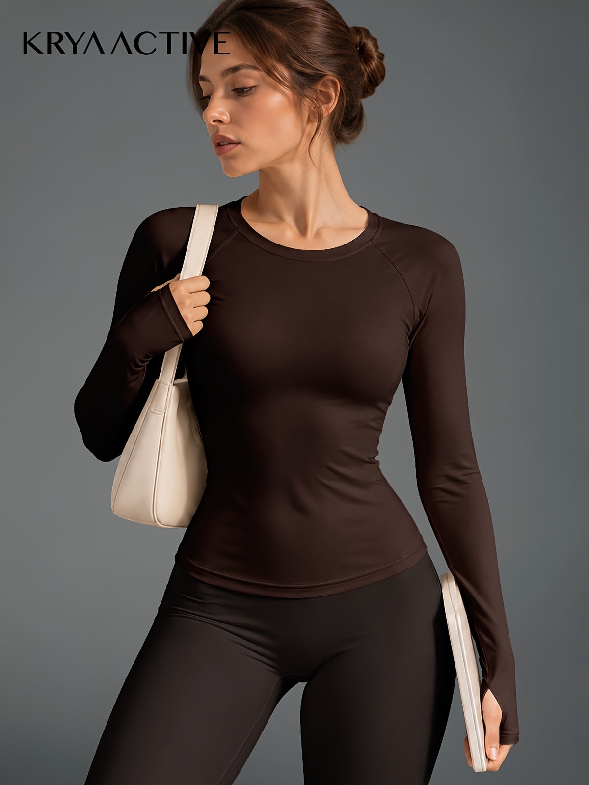 Raglan Thumbhole Base Layer Top - Brown