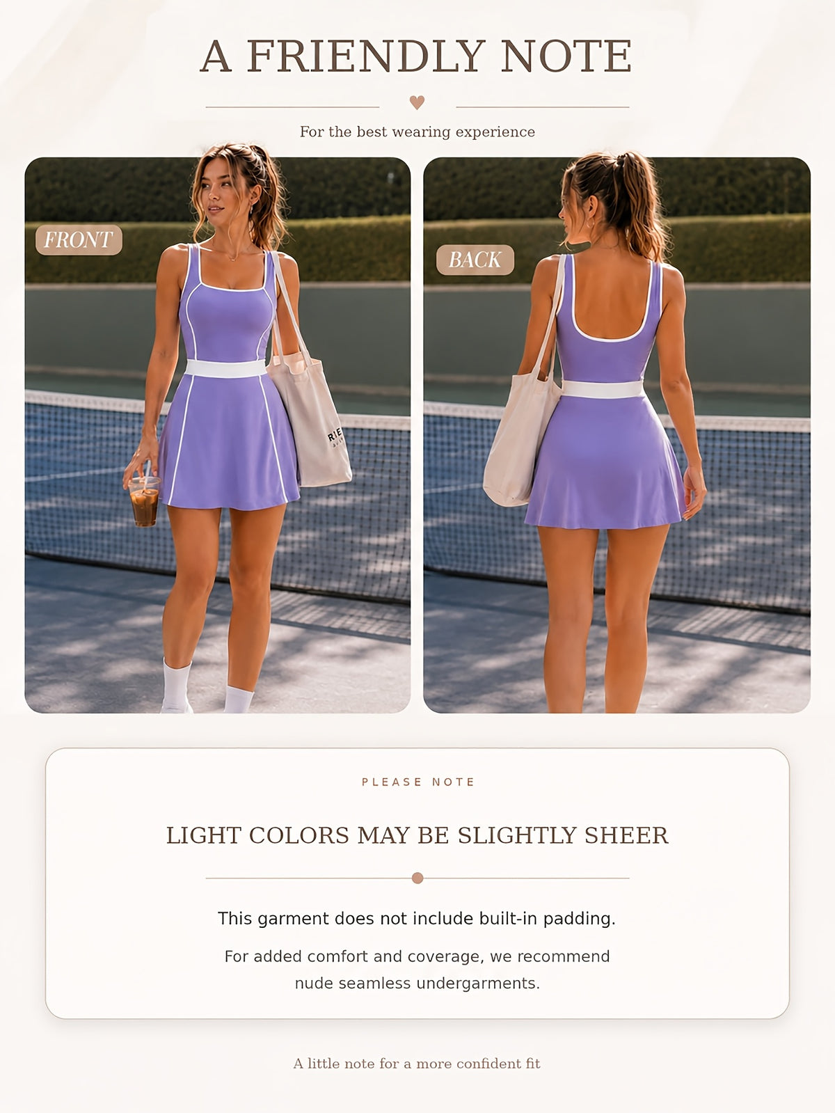 Square Neck Tennis Dress - Light Purple