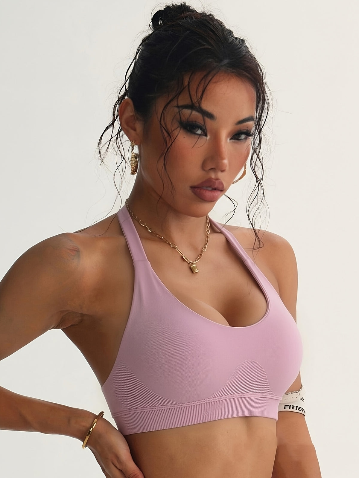 Strappy Back Solid Sports Bra - Hot Pink