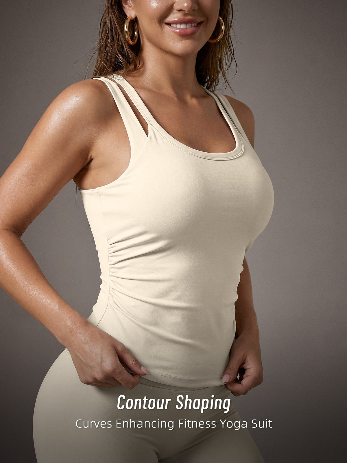 Letter Print Backless Padded Tank Top - Off White