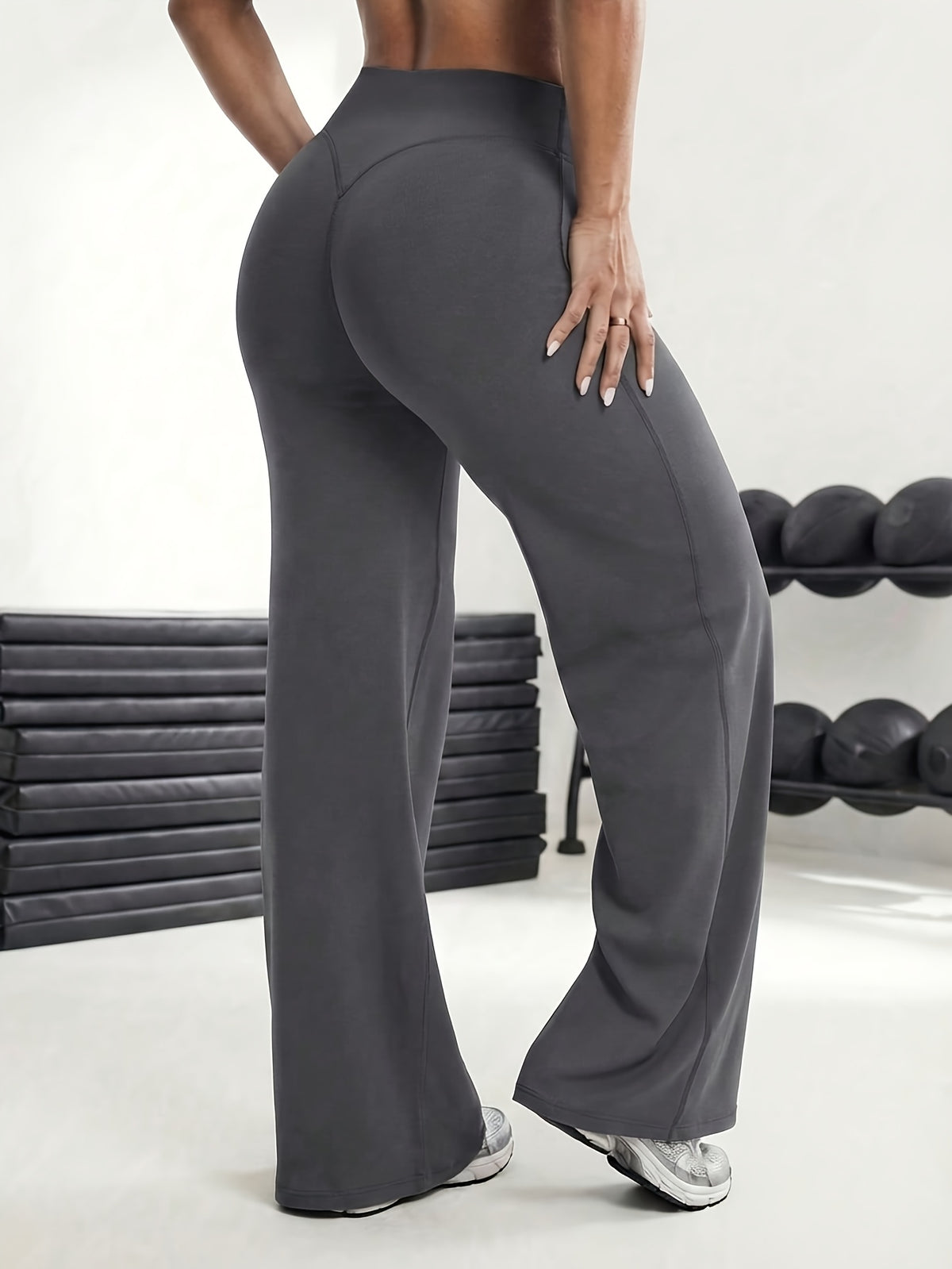 High Waist Flare Yoga Pants - Grey