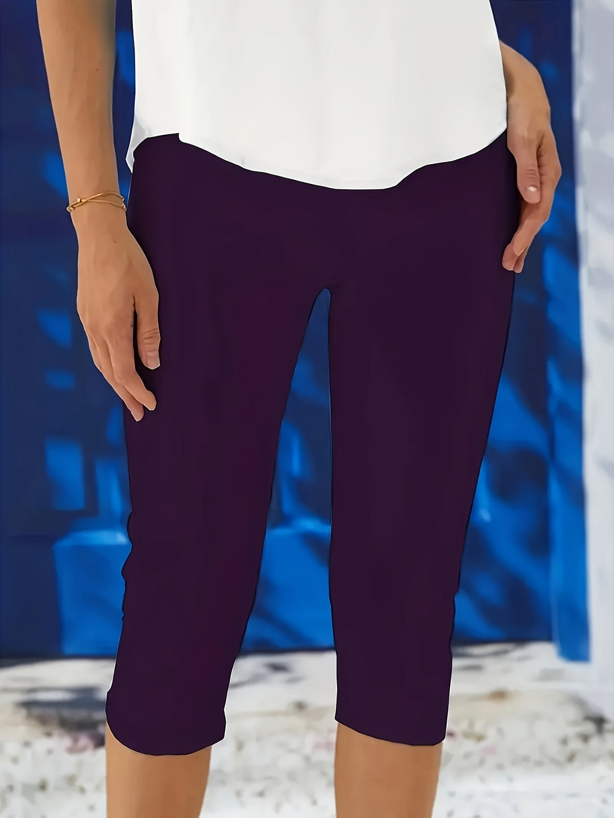 Casual Sports Yoga Capri Pants - Deep Purple
