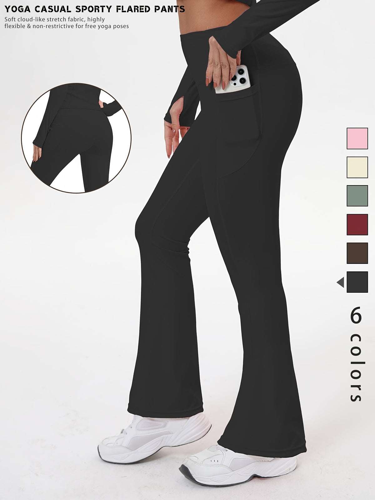 Shaping High Waist Flare Pants - Black