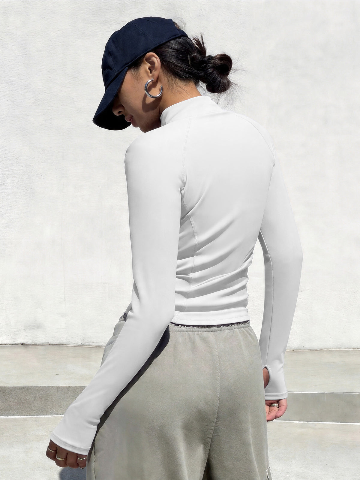 Double Zip Stand Collar Training Jacket - White