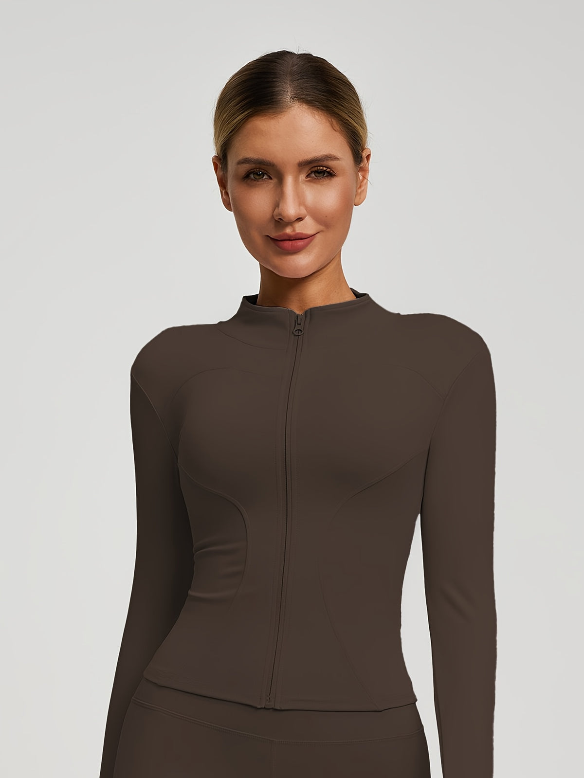 Contour Thumbhole Zip Jacket - Brown