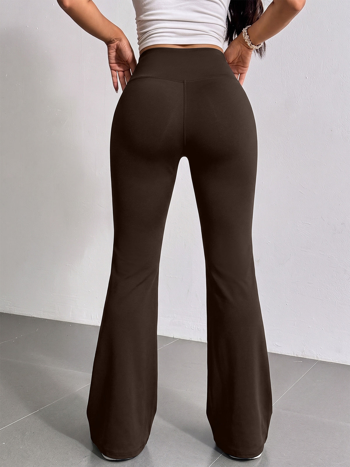 Tummy Control High Waist Flare Leggings - Coffee