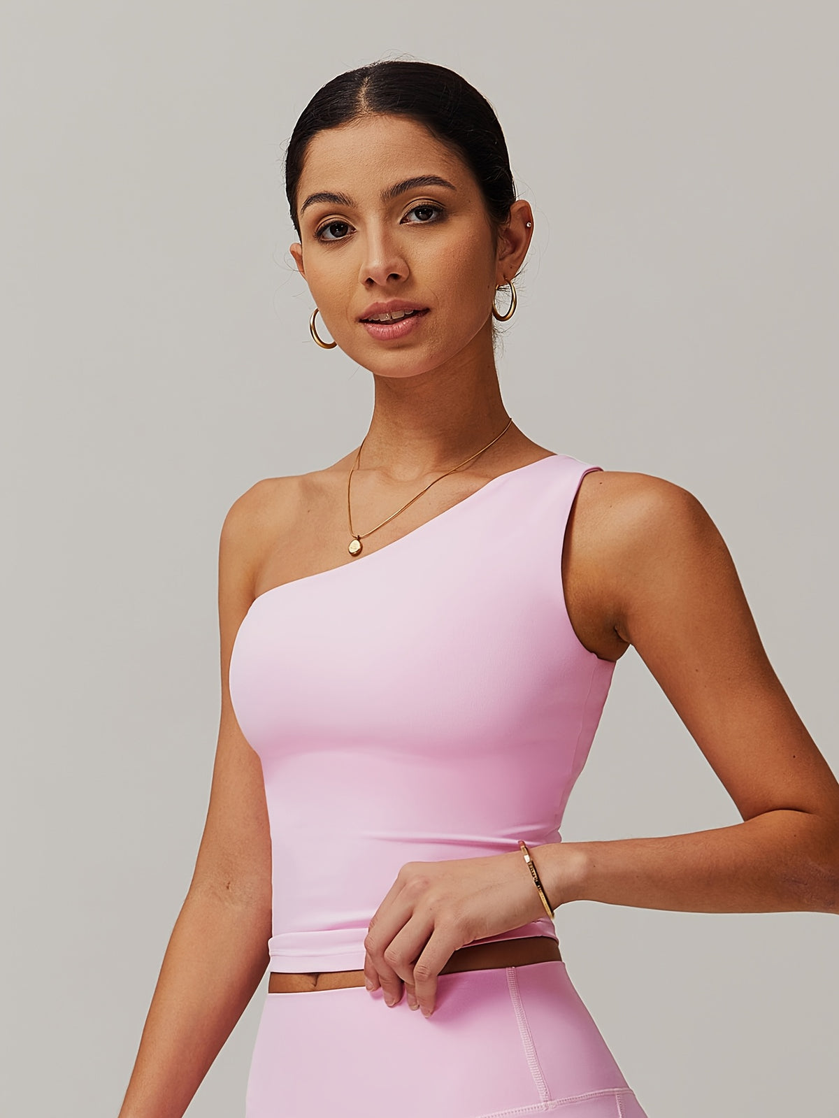 One Shoulder Tank - Pink Red