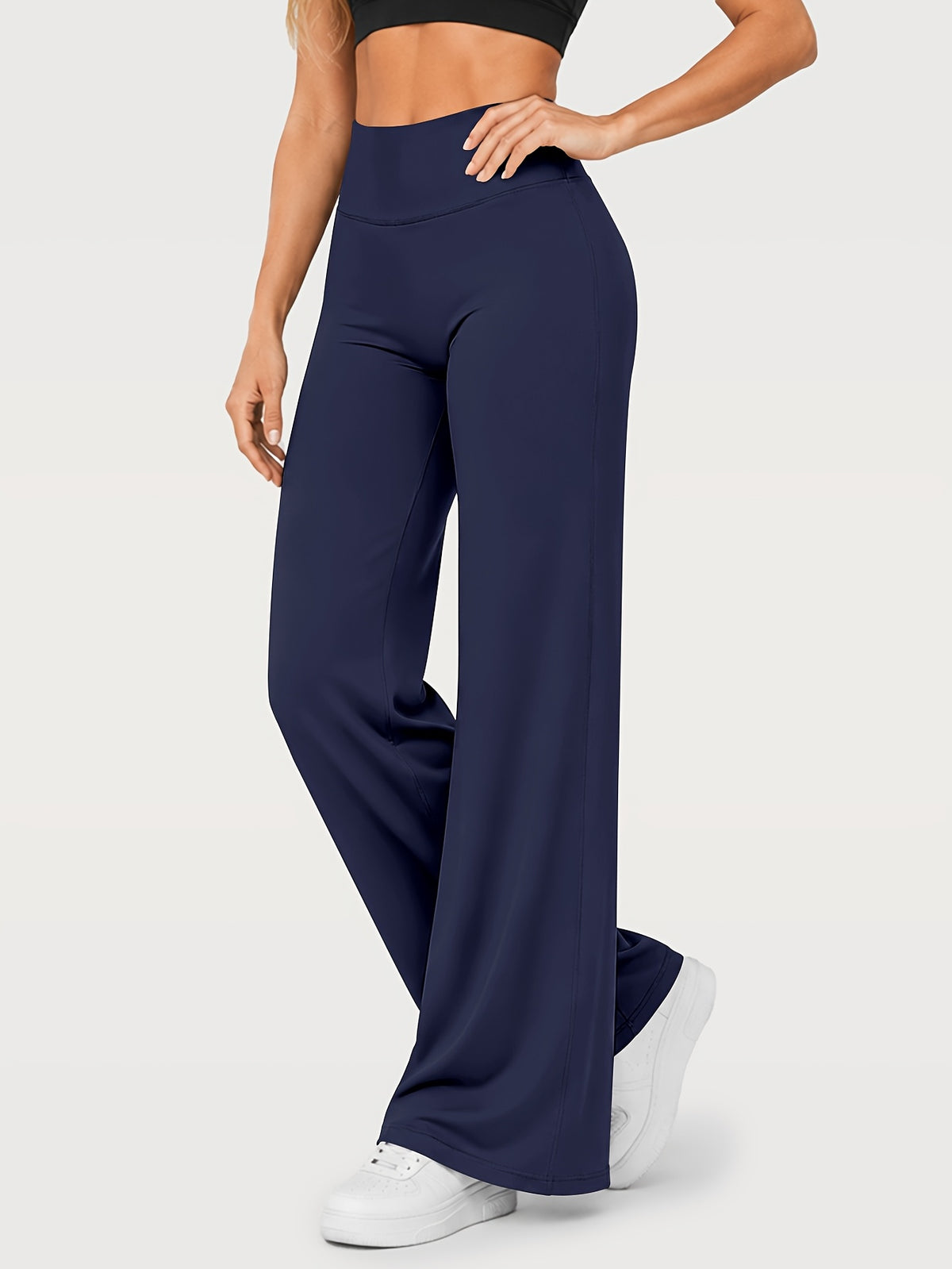 Stretch Straight Leg Yoga Pants - Navy
