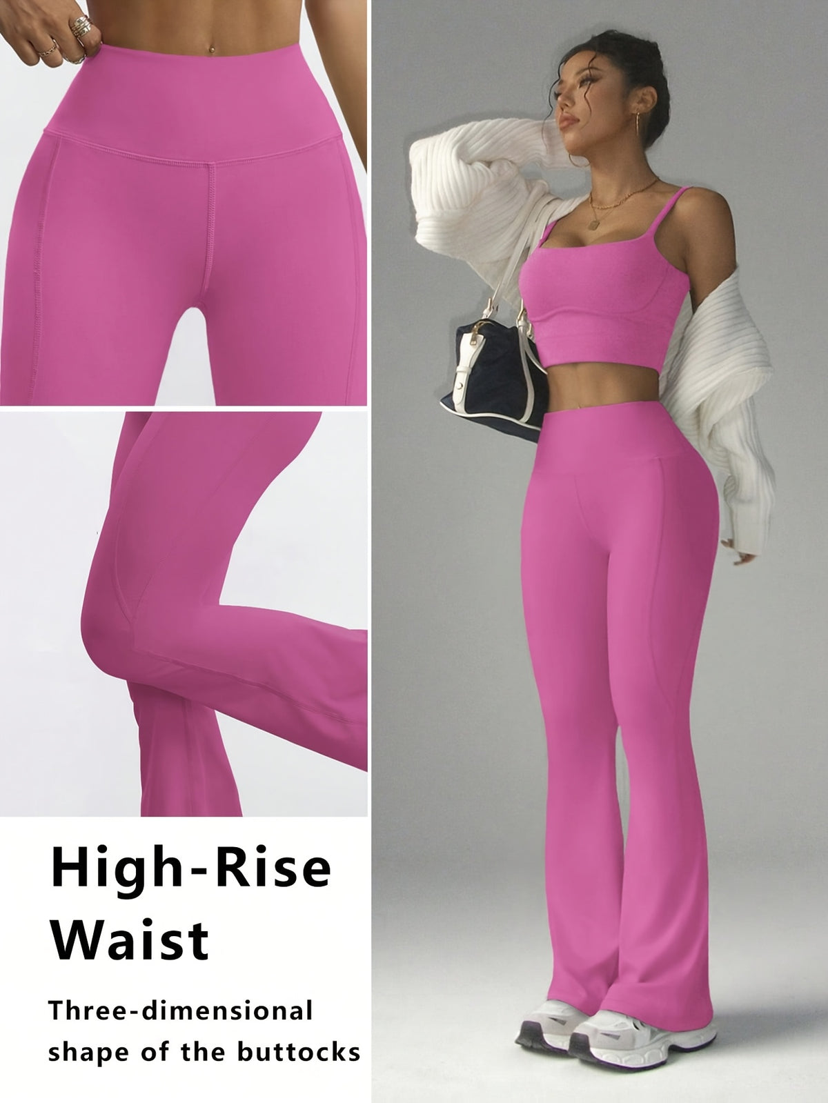 High Waist Flare Pants - Dusty Pink