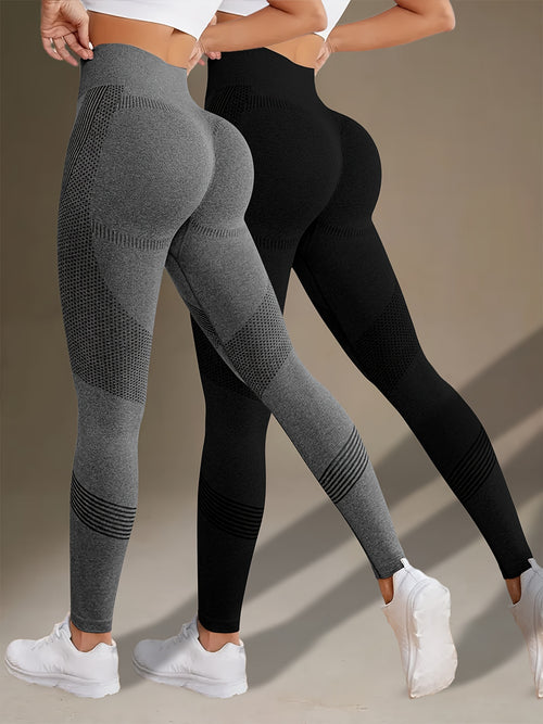 2 Pack Seamless Sculpt Leggings - Black+Dark Grey